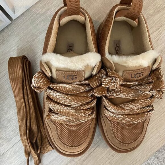 Women’s Shoes UGG Suede & Canvas High Top Sneakers Chestnut Size 9 - Picture 3 of 4